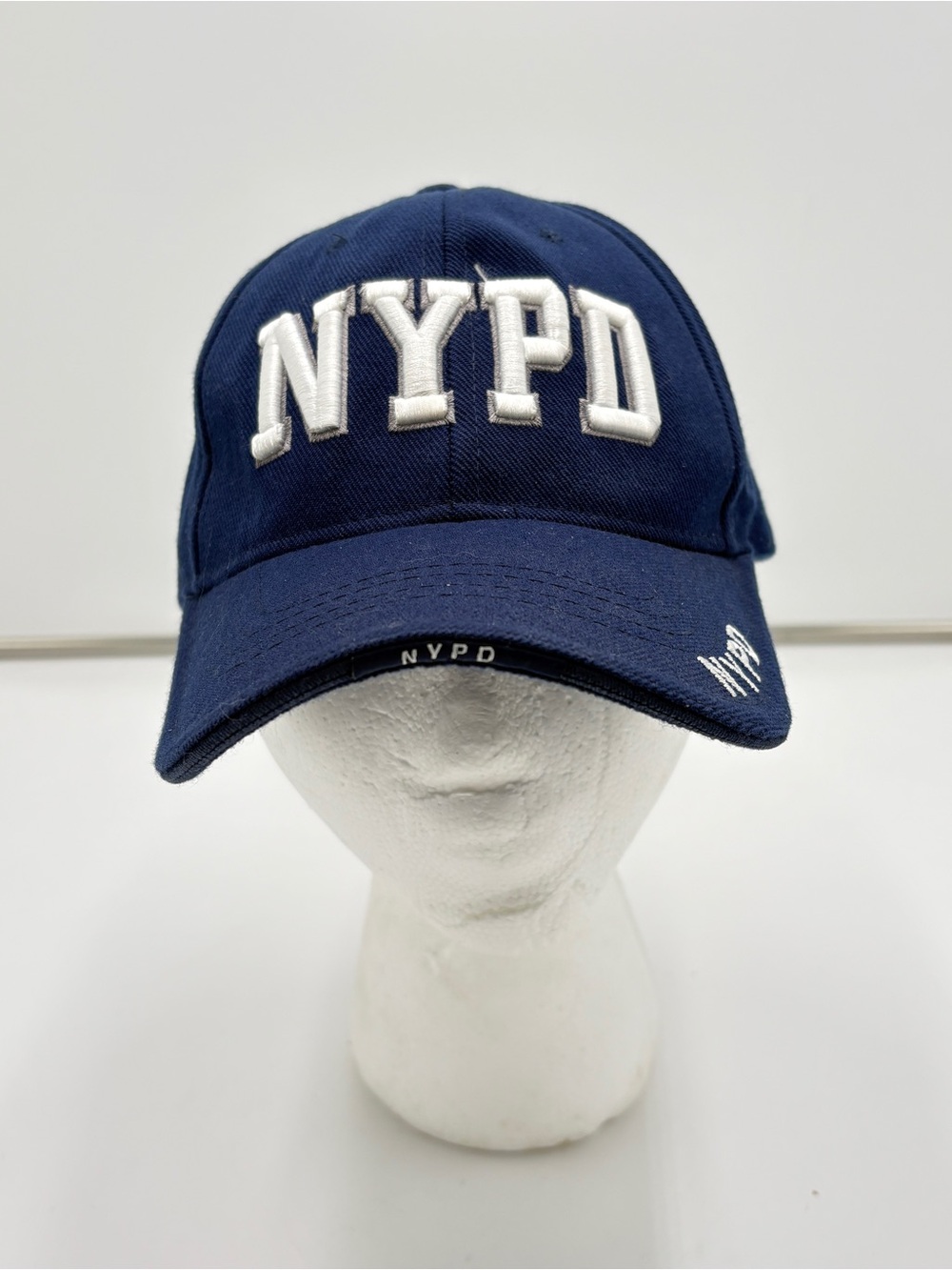Vintage NYPD Men Navy Blue Logo Embroidered Ajustable Baseball Cap Hat Authentic